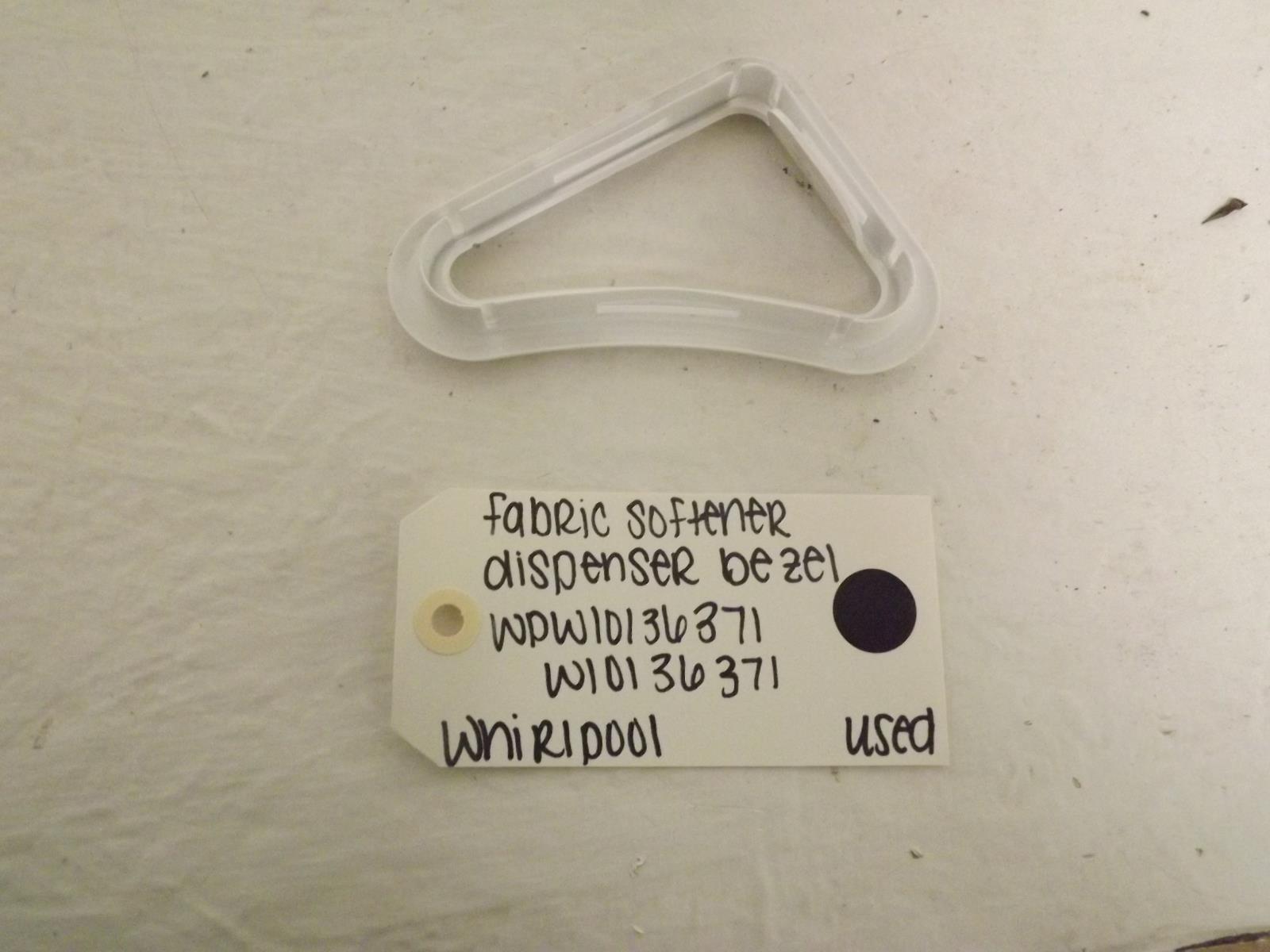 Whirlpool Washer WPW10136371 W10136371 Fabric Softener Dispenser Bezel Used Whirlpool Washer WPW10136371 W10136371 Fabric Softener Dispenser Bezel Used